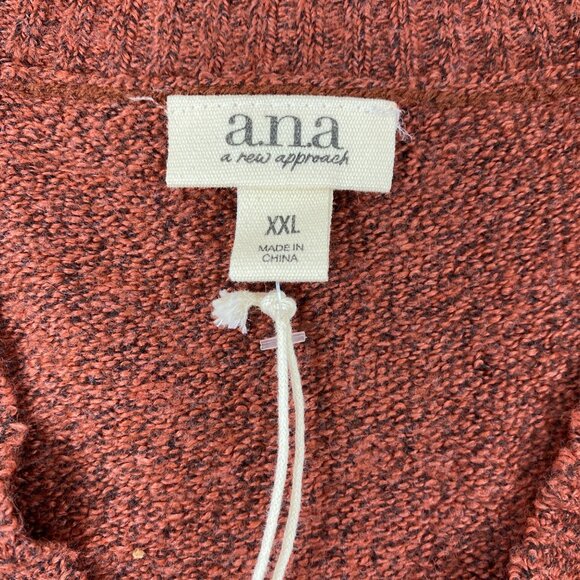 Ana A New Approach Womens V-Neck Red Rust Textured Long Sleeve Sweater Size XXL - Picture 5 of 7